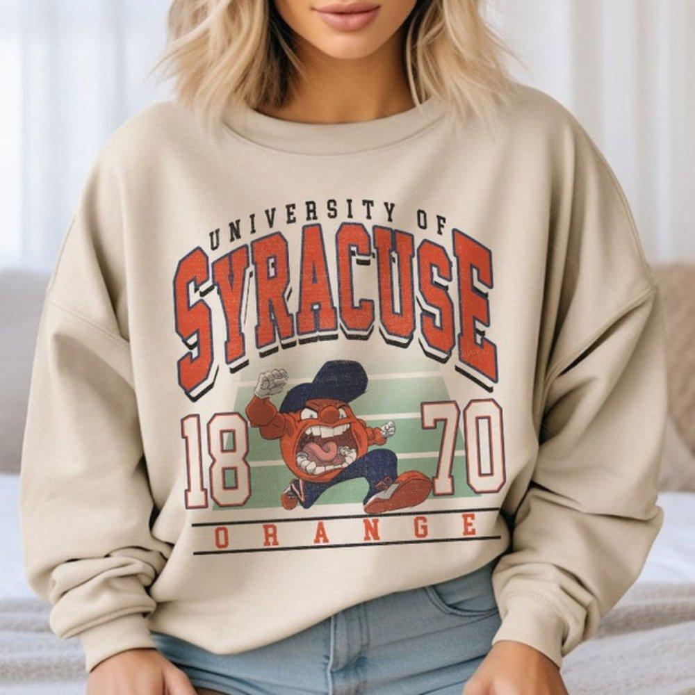 Retro 1870 Syracuse Orange Mascot College Crewneck Sweatshirt
